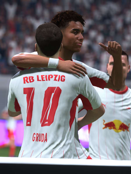 Brajan Gruda von RB Leipzig bejubelt ein Tor in EA FC 27.