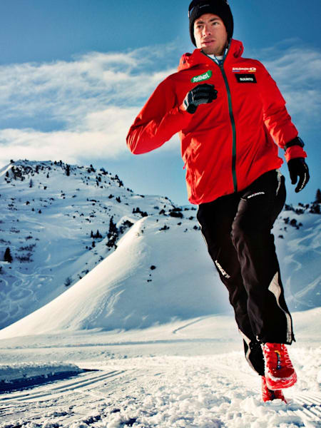 Kilian Jornet training on the glacier.