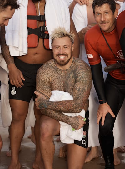 Exeter Chiefs and England rugby union player Jack Nowell on the beach in Jersey, 14th October 2022.