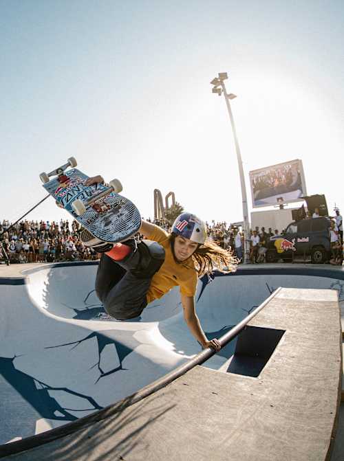 Yndiara Asp performs during the Red Bull Bowl Rippers in Marseille, France on August 18, 2019.
