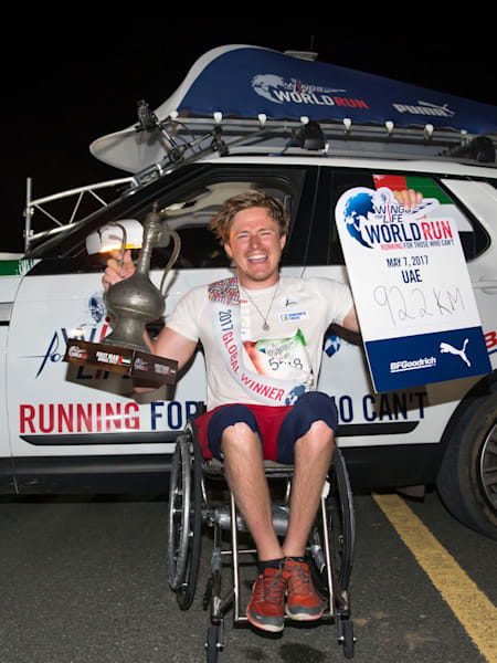 Wings for Life World Run Teilnehmer Aaron Anderson in Dubai.