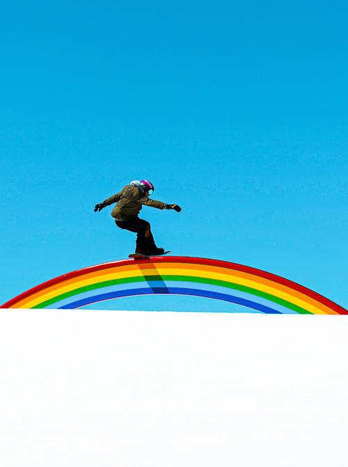 Sébastien Toutant rides a rainbow set-up for his film, Seb Toots’ Obstacle Course.