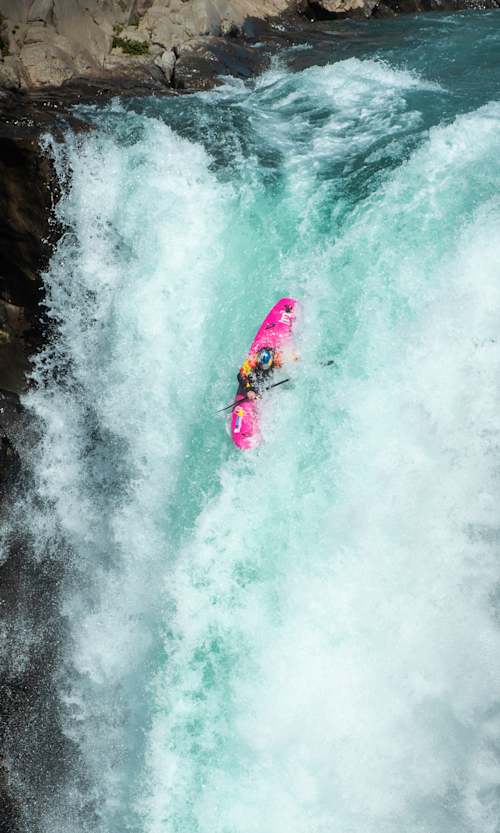Dane Jackson drops the Salto Del Maule 134-foot waterfall