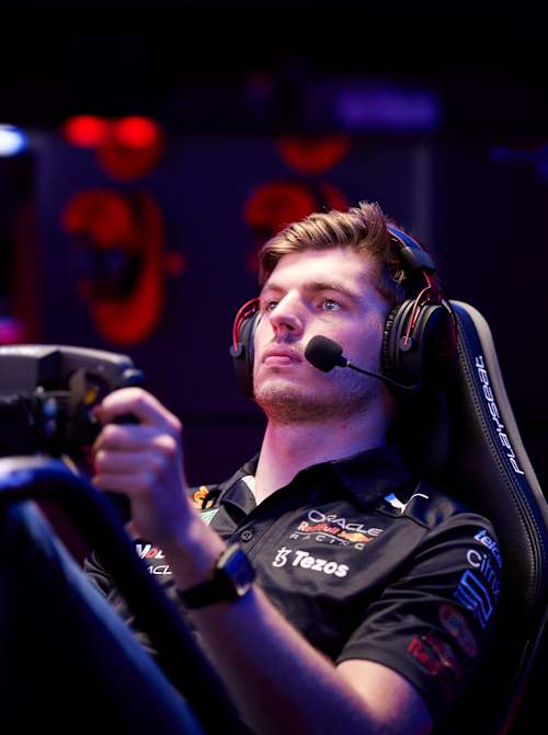 Max Verstappen on the racing simulator for the film 'From Sim To Reality'