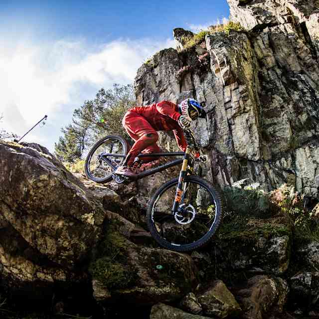 Gee Atherton performs at Red Bull Hardline in Dinas Mawddwy, United Kingdom on September 14, 2019.  