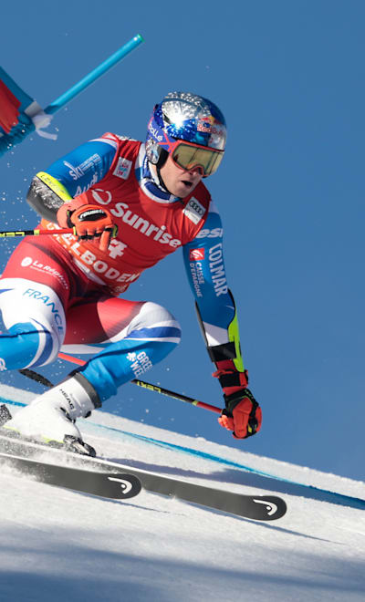 Alexis Pinturault during men's Giant Slalom of FIS ski alpine world cup at Adelboden, Switzerland on January 7, 2023.