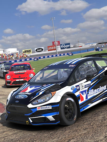 A field of GRC cars in action in the new addition racing discipline to iRacing.