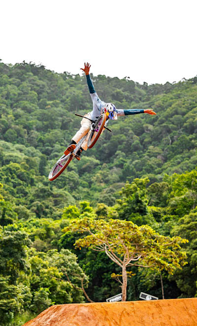David Godziek practices at Crankworx in Cairns, Australia, on May 25 2024.