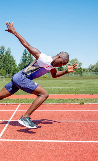 Letsile Tebogo trains at the track in Salzburg, Austria..