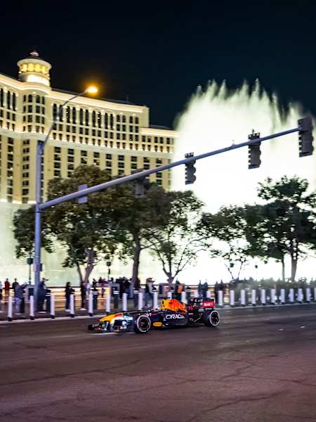 Oracle Red Bull Racing’s RB7 drives during ¡Vamos, Vegas! in Las Vegas, Nevada, USA in November, 2022