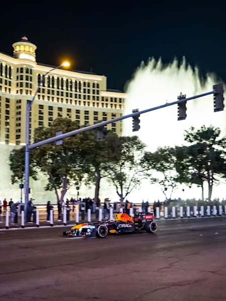 Oracle Red Bull Racing’s RB7 drives during ¡Vamos, Vegas! in Las Vegas, Nevada, USA in November, 2022
