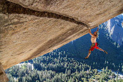 An incredible free-solo climbing moment from climber Heinz Zak on Separate Reality in Yosemite National Park, CA, USA