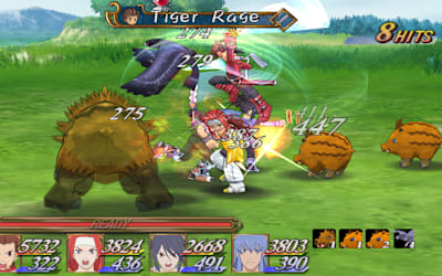 Eine Gruppe aus Helden kämpft gegen eine Horde Wildtiere. Die Optik ist sehr bunt.