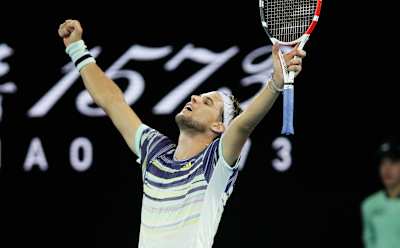Dominic Thiem rejoicing during the ATP World Tour, Grand Slam, Australian Open in Melbourne, Australia on January 29, 2020.