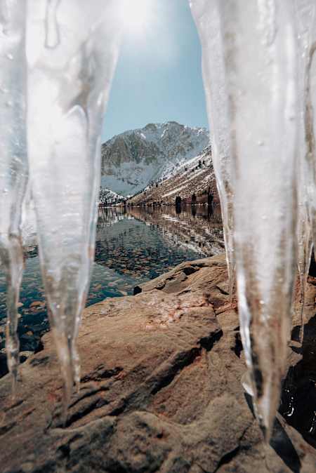Icicles framing the beauty of the Teton Wilderness.