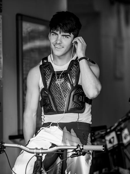 Finn Iles seen at UCI DH World Championships in Val di Sole, Italy on August 29, 2021.