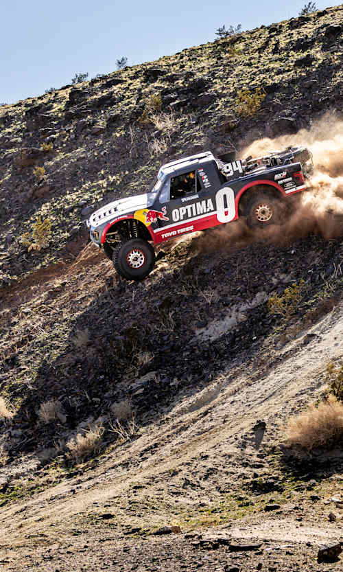 Christopher Polvoorde drives at a shoot in Johnson Valley, California as he prepares to race at King of the Hammers in January 2026.