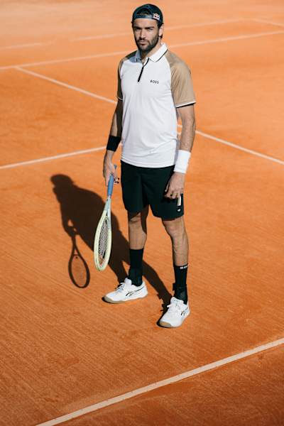 Matteo Berrettini poses for a portrait during the filming of Zeta in Monte Carlo, Monaco, on February 17, 2024.