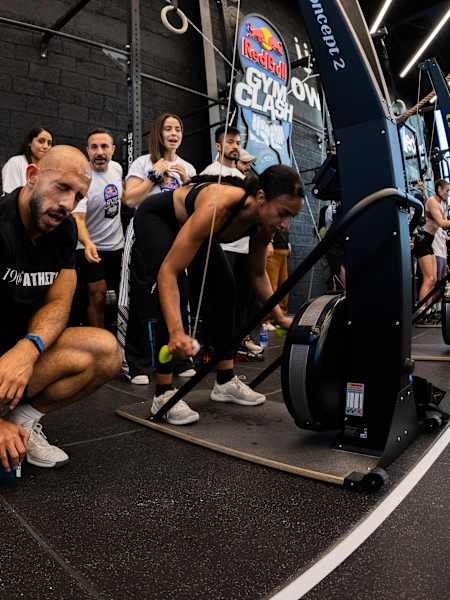 Competitiors look exhausted during a Red Bull Gym Clash competition.