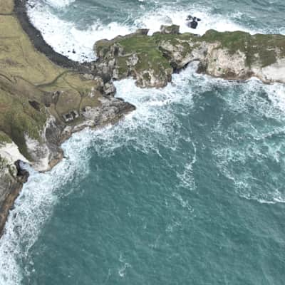Aerial view of the Causeway Coast, home of the Red Bull Cliff Diving stop in Northern Ireland