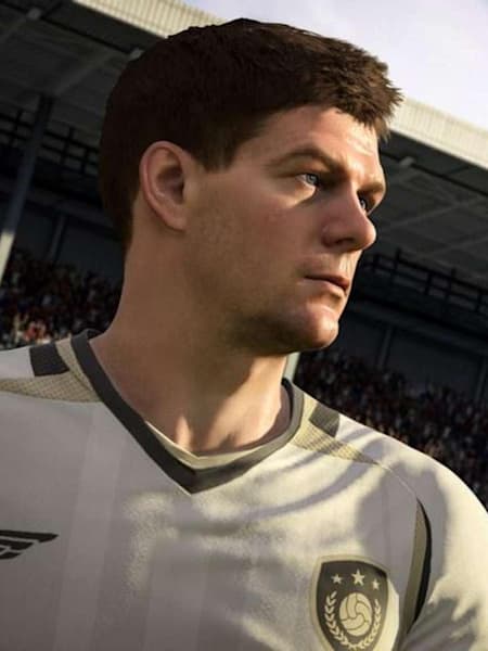 A screenshot of former Liverpool footballer Steven Gerrard from FIFA 19.