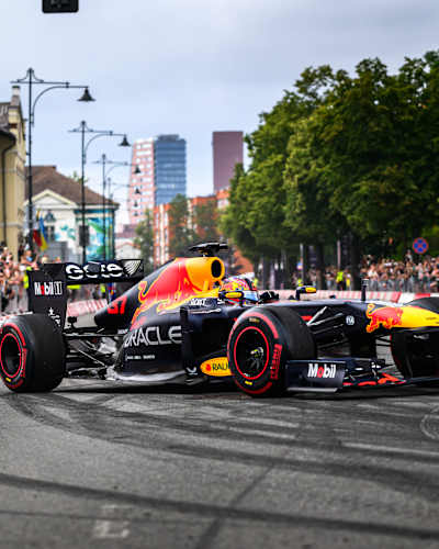 Patrick Friesacher performs during Red Bull Racing Showrun 2025 in Lithuania on July 26, 2025.