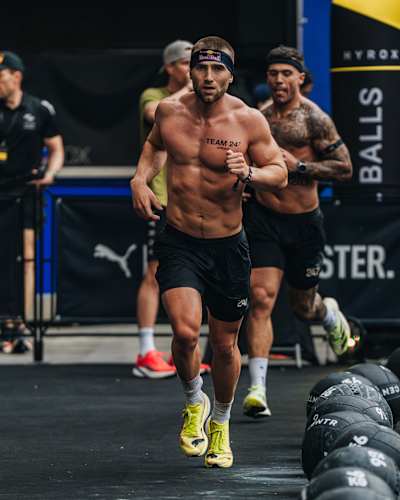 Jake Dearden performs at the Hyrox World Championship in Nice, France, on 9th June 2024.