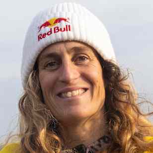 Justine Dupont poses for a portrait after wins the Best Female Performance at the TUDOR NAZARÉ Big Wave Challenge in Praia do Norte, Portugal on February 18, 2025.
