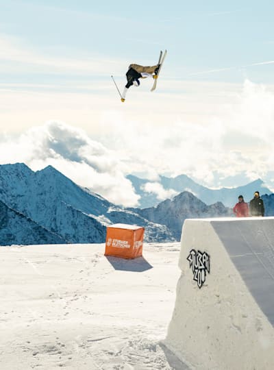 Max Moffatt skiing at the Red Bull Performance Camp at Prime Park, Stubai Glacier, Austria on October 25, 2022. 