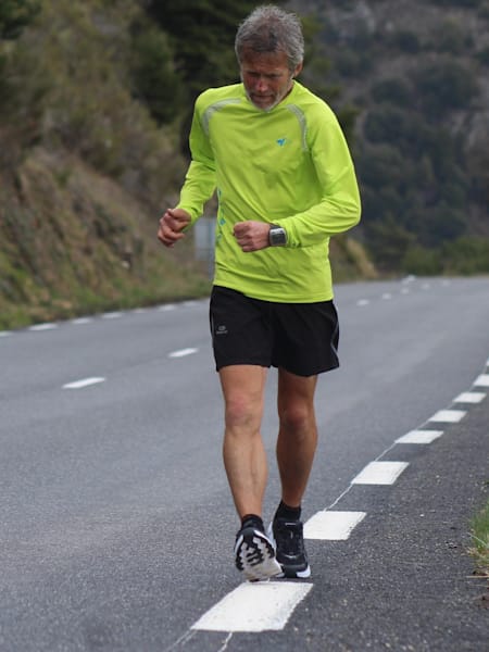 Patrick Malandain near Nice, France, during his 10,000km running challenge