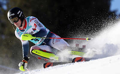 Clement Noel (FRA) races at the FIS Alpine Skiing World Cup in Adelboden, Switzerland on January 12, 2020.