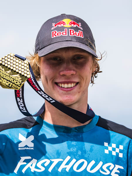Emil Johansson poses for a portrait during Crankworx Innsbruck on June 19, 2021.