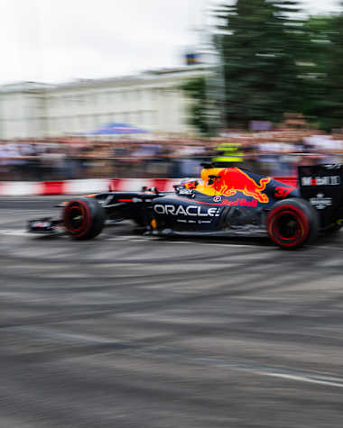 Patrick Friesacher performs during Red Bull Racing Showrun 2025 in Klaipeda, Lithuania on July 26, 2025.