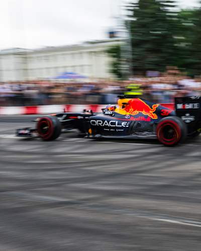 Patrick Friesacher performs during Red Bull Racing Showrun 2025 in Klaipeda, Lithuania on July 26, 2025.