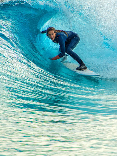 Justine Dupont performs during the Red Bull athlete day at The Wave in Bristol, UK on October 28, 2019.