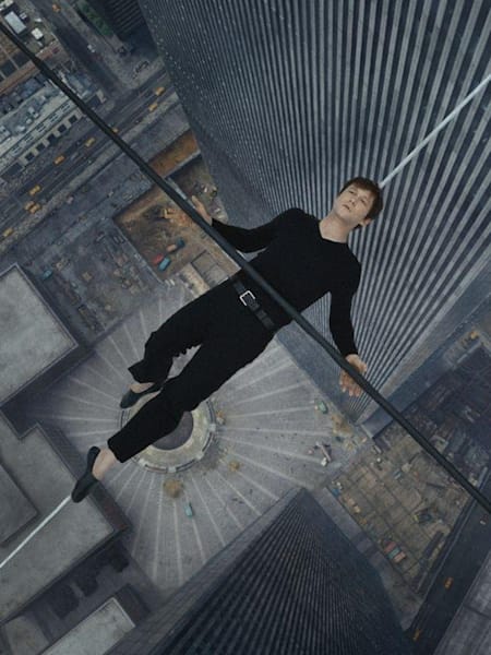 O ator Joseph Gordon-Levitt na pele do equilibrista Philippe Petit.