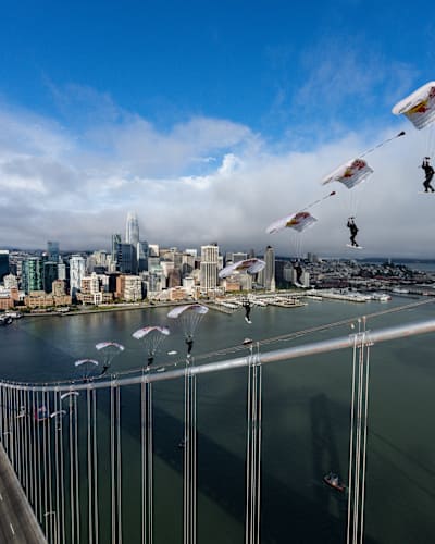Sean MacCormac skysurfs from 5,000 ft and rides SF's Bay Bridge