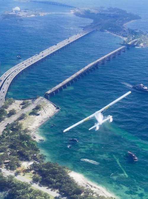 Vue aérienne du jeu Grand Theft Auto VI.