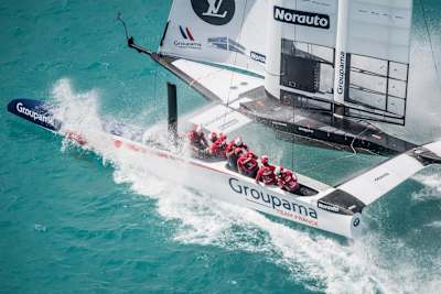 Team Groupama France went out of the 35th Louis Vuitton America's Cup Qualifiers on Day 7 in Hamilton, Bermuda on June 2, 2017