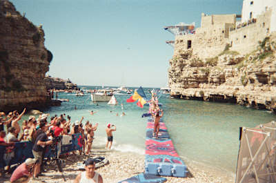 Catalin Preda at the 2023 Red Bull Cliff Diving World Series in Polignano a Mare, Italy, on July 1, 2023. 