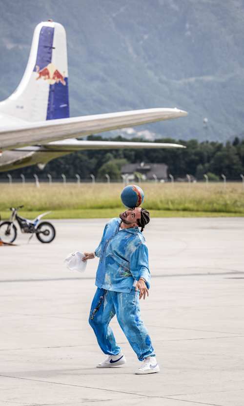 Arnaud "Séan" Garnier performs innovative freestyle moves at the thrilling Red Bull Hangar-7 Re-Opening in Salzburg, Austria.