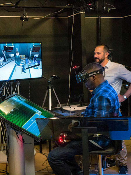 David Nelson and GZA at the MxR Lab in Los Angeles, California in 2015