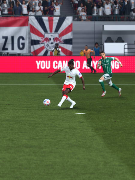 Ein Spieler von RB Leipzig führt in FC 26 einen Schuss aus.