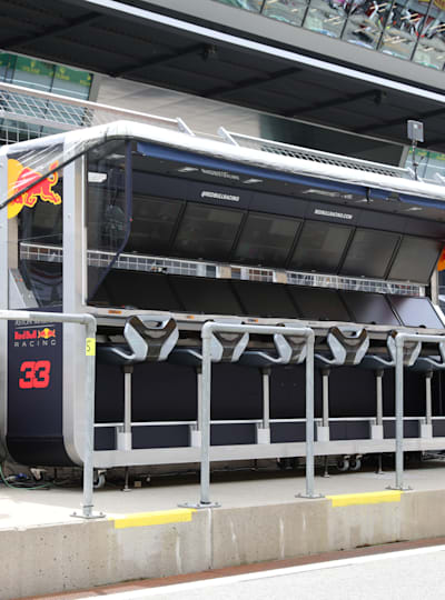 El muro de boxes de Red Bull Racing.