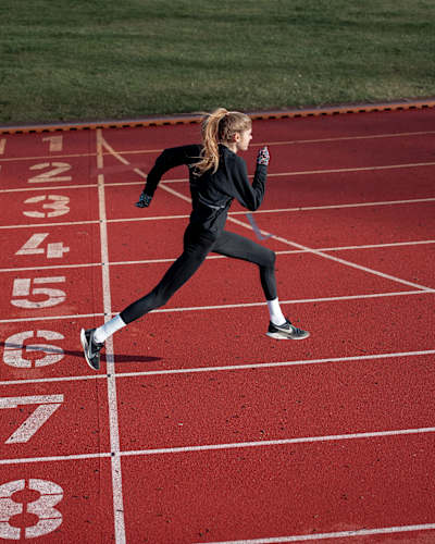 Konstanze Klosterhalfen performs during a photo shoot in Leipzig, Germany on December 31, 2020.