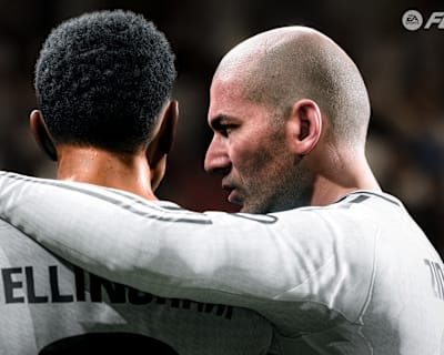 Jude Bellingham e Zinedine Zidane no EA Sports FC 25.