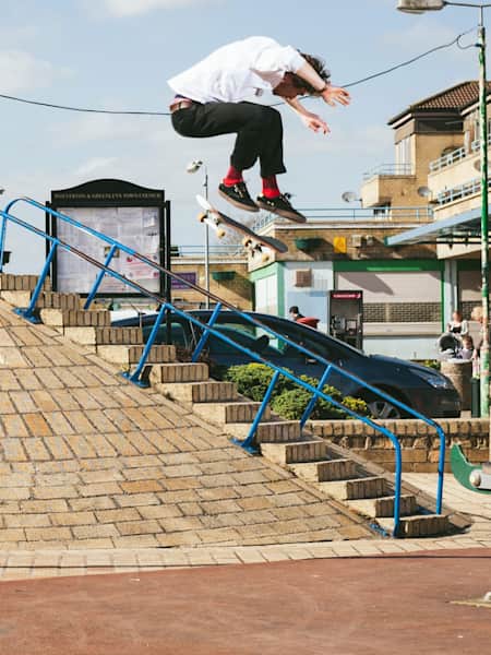 Kris Vile turns a children's playground into an impromptu skatepark in Birmingham, England