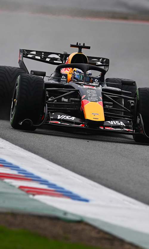 Max Verstappen driving the Oracle Red Bull Racing RB22 on track during day two of F1 Shakedown in Spain.
