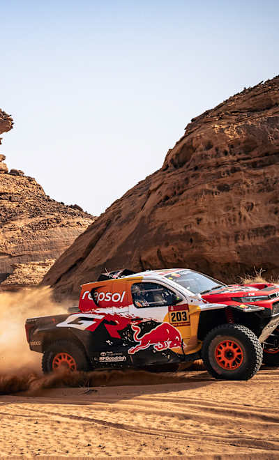 Seth Quintero (USA) and Andrew Short (USA) of Toyota Gazoo Racing W2RC race during stage 03 of Rally Dakar 2026 in Al Ula, Saudi Arabia on January 06, 2026