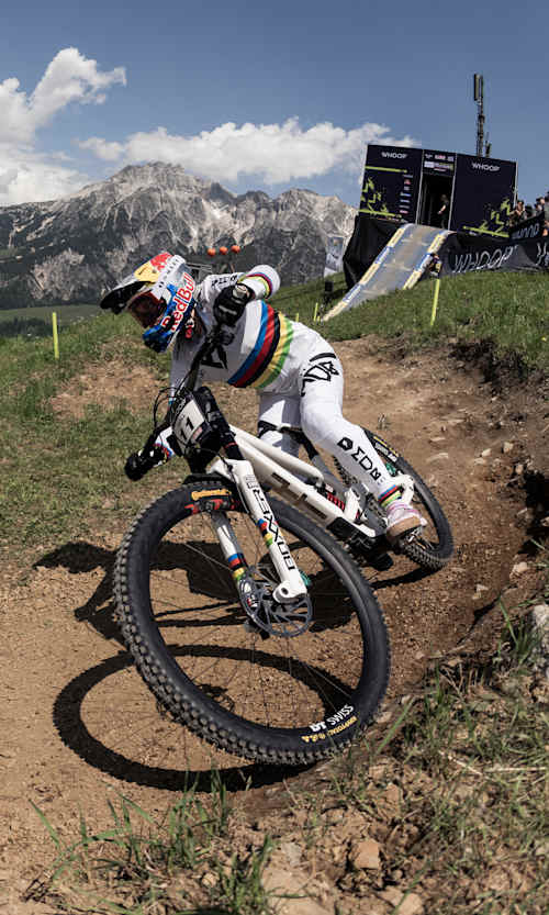Valentina Höll performs at the UCI Mountain Bike World Series 2025 Stop 07 in Leogang, Austria on June 7th, 2025.